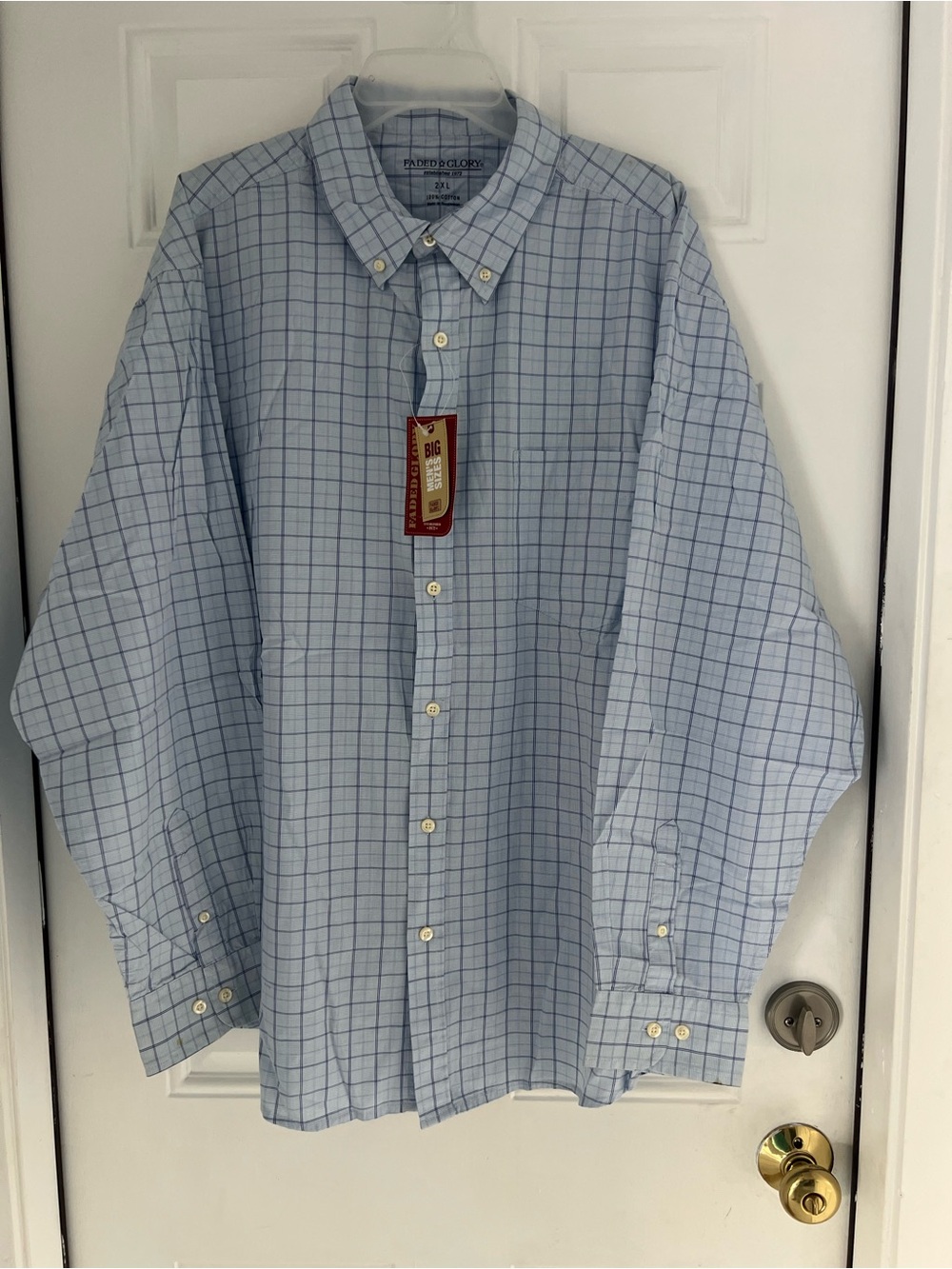NWT Gaded Glory Men’s Shirt Plaid Size 2XL Blue  100% Cotton Long Sleeve #900
